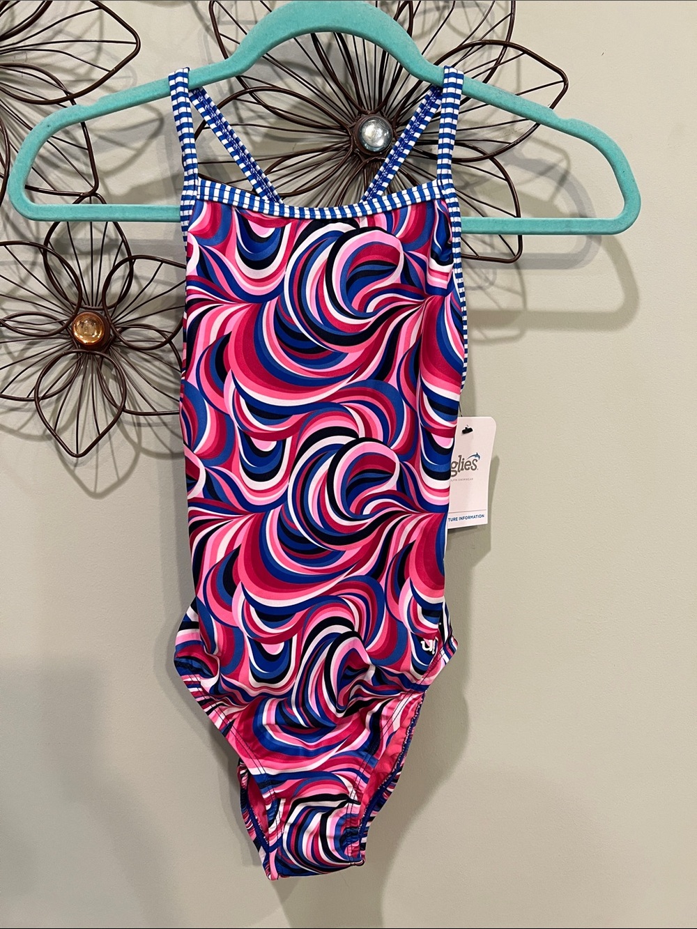 Dolfin Pink, Blue & Navy Swirl One-Piece Swim Suit